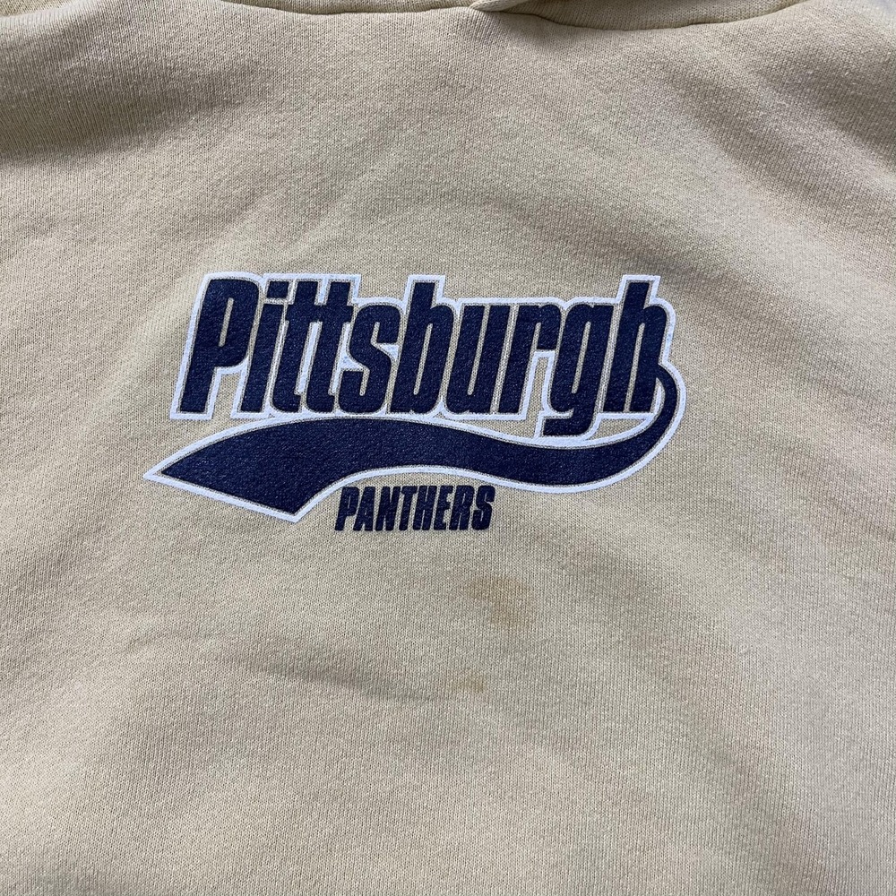 Vintage Pittsburgh Panthers Hoodie Sweatshirt Large Gold NCAA Football Russell - Picture 3 of 10